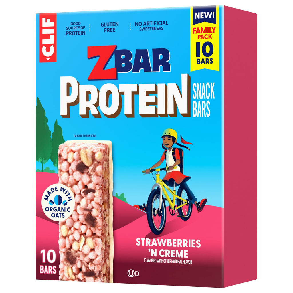 Zbar Protein Strawberries 'N Creme Crispy Snack Bars, Gluten Free Protein Bars